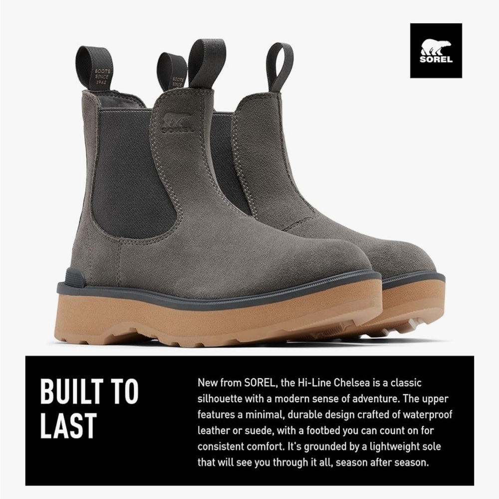 Sorel Hi-Line Chelsea Boots Gray, Charcoal, Quarry sz 9.5 - Picture 9 of 9